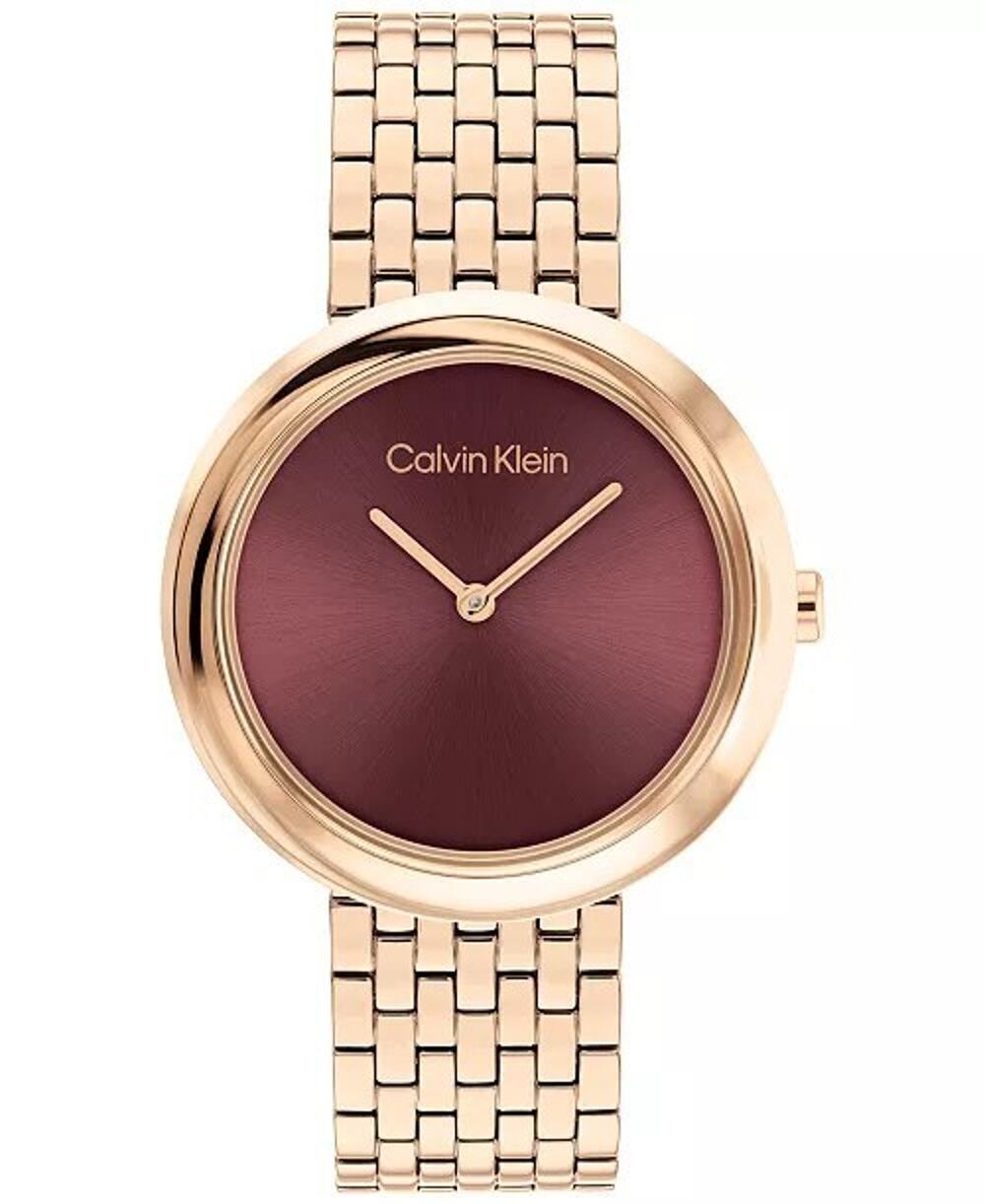 Calvin Klein Women Twisted Bezel Rose Gold-Tone Stainless Steel Bracelet $190